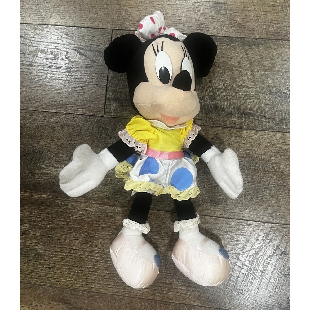 Vintage 80s Disney Nursery Dress Minnie Mouse Plush‎ Stuffed Animal 18"